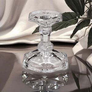 Vintage Teleflora, Candlestick Holder Crystal Octagon Shaped Elegant Glass